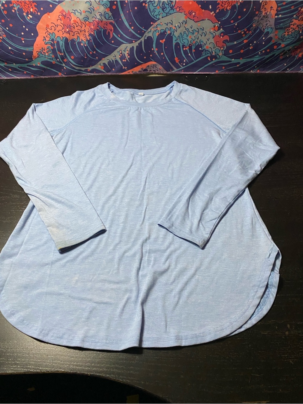 Light Blue Long Sleeve Scoop Hem Tee